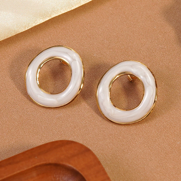 Wholesale Women's Casual Geometric Dripping Oil Stainless Steel Earrings