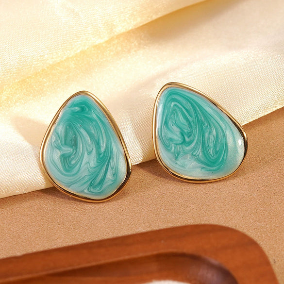 Wholesale Women's Casual Geometric Dripping Oil Stainless Steel Earrings
