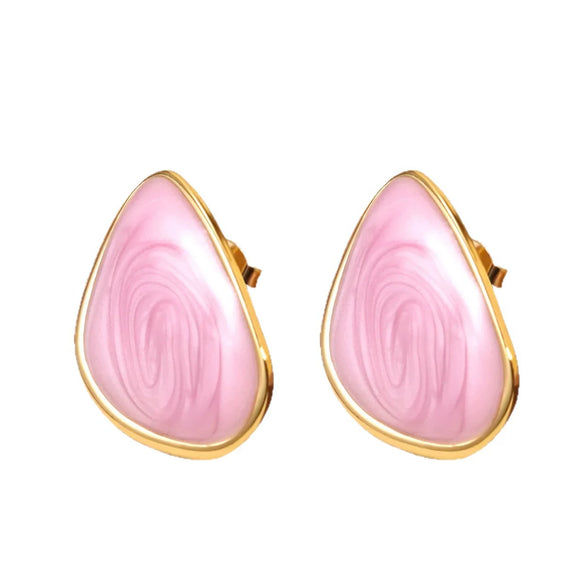 Wholesale Women's Casual Geometric Dripping Oil Stainless Steel Earrings