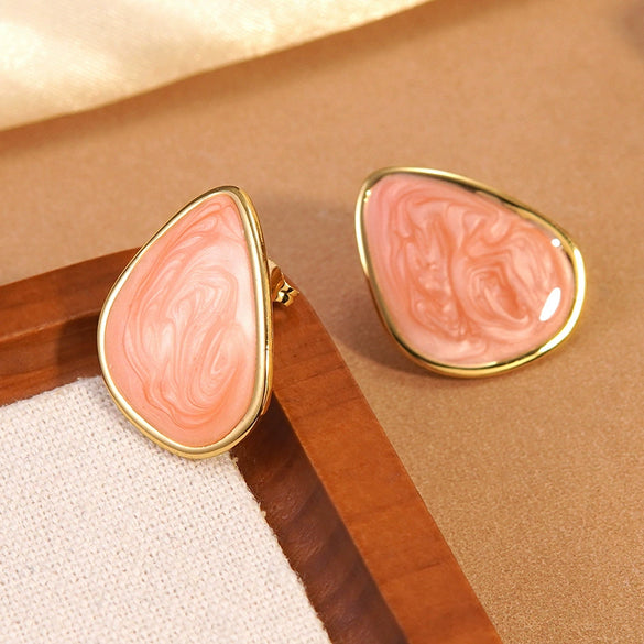 Wholesale Women's Casual Geometric Dripping Oil Stainless Steel Earrings