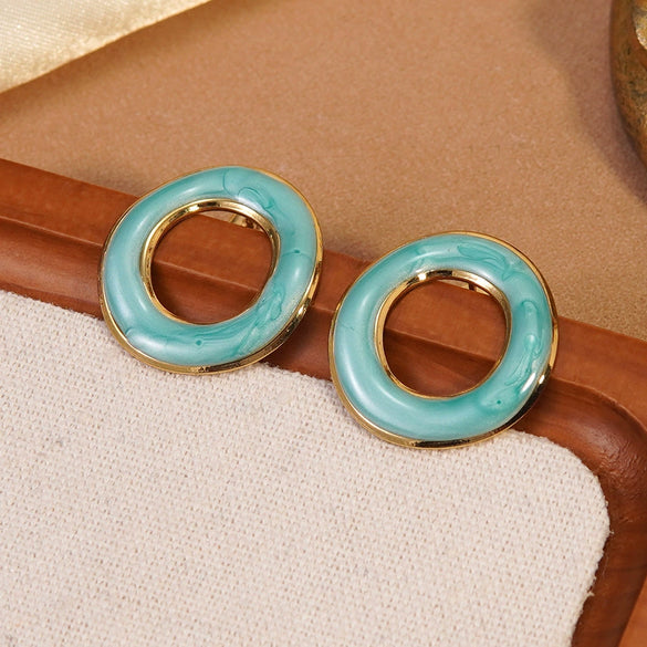 Wholesale Women's Casual Geometric Dripping Oil Stainless Steel Earrings