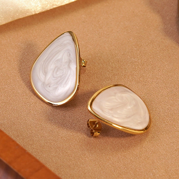 Wholesale Women's Casual Geometric Dripping Oil Stainless Steel Earrings
