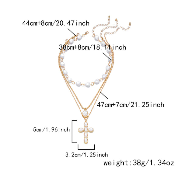 Wholesale Women's Casual Geometric Fake Pearl And Alloy Electroplated Multilayer Yshaped Necklace