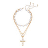 Wholesale Women's Casual Geometric Fake Pearl And Alloy Electroplated Multilayer Yshaped Necklace