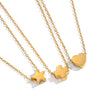 Wholesale Women's Casual Geometric Heart And Fivepointed Star Pendant Necklace In Stainless Steel With 18K Real Gold Pvd Furnace Vacuum Plating