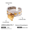 Wholesale Women's Casual Geometric Heart Shape Stainless Steel Polished Electroplated Open Ring Hand Jewelry