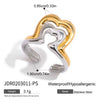 Wholesale Women's Casual Geometric Heart Shape Stainless Steel Polished Electroplated Open Ring Hand Jewelry