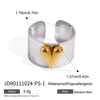 Wholesale Women's Casual Geometric Heart Shape Stainless Steel Polished Electroplated Open Ring Hand Jewelry
