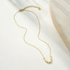 Wholesale Women's Casual Geometric Leaf Pattern Stainless Steel Electroplated Necklace With Fortune Gourd Pearl Tassel And Floral Beads