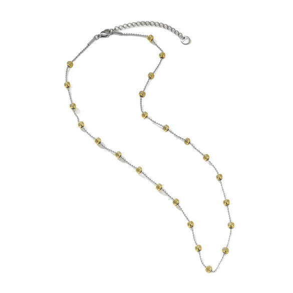 Wholesale Women's Casual Geometric Leaf Pattern Stainless Steel Electroplated Necklace With Fortune Gourd Pearl Tassel And Floral Beads