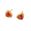 Wholesale Women's Casual Geometric Real Gold Plated Stainless Steel Titanium Steel Heartshaped Earrings Jewelry Set
