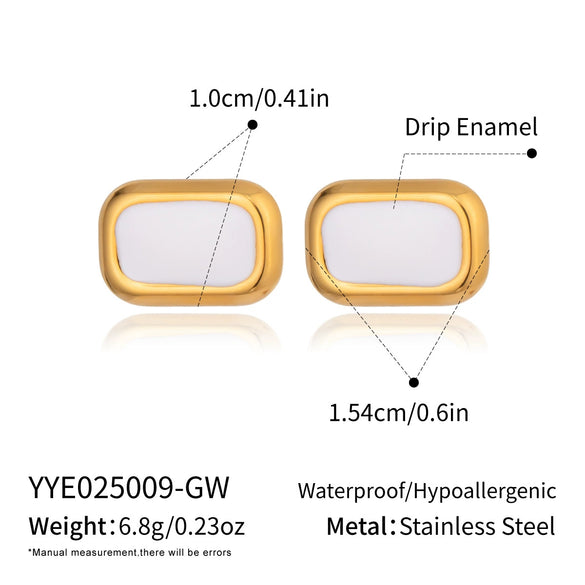 Wholesale Women's Casual Geometric Rectangular Stainless Steel Earrings With Pvd Furnace Vacuum Real Gold Plating