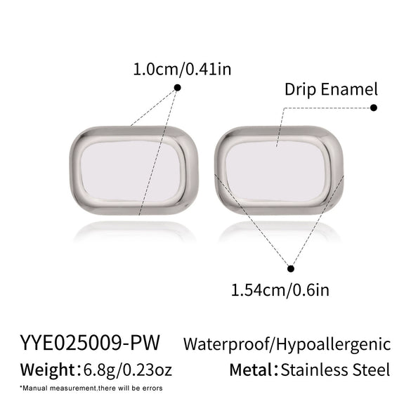 Wholesale Women's Casual Geometric Rectangular Stainless Steel Earrings With Pvd Furnace Vacuum Real Gold Plating