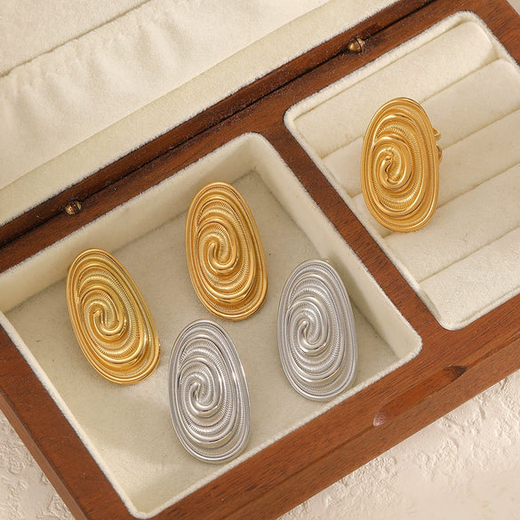 Wholesale Women's Casual Geometric Stainless Steel Earrings With Pvd Furnace Vacuum Real Gold Plating