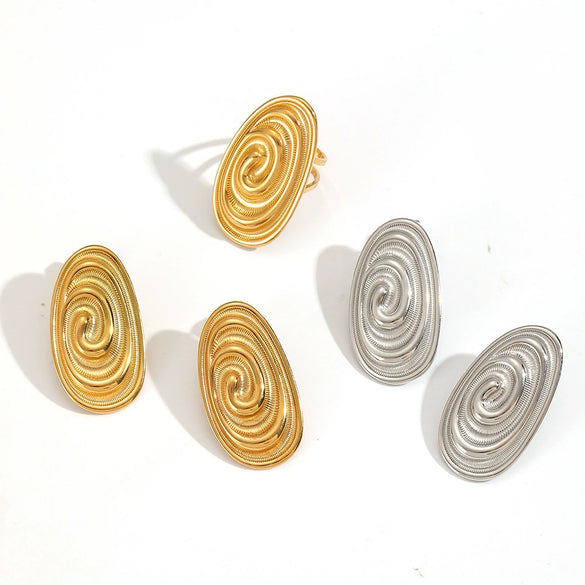 Wholesale Women's Casual Geometric Stainless Steel Earrings With Pvd Furnace Vacuum Real Gold Plating
