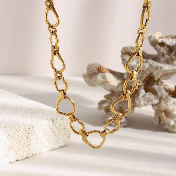 Wholesale Women's Casual Geometric Stainless Steel Electroplated Handmade Chain Necklace