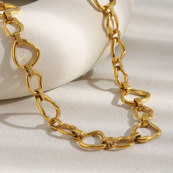 Wholesale Women's Casual Geometric Stainless Steel Electroplated Handmade Chain Necklace
