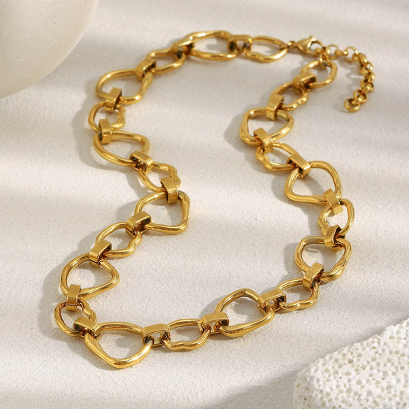 Wholesale Women's Casual Geometric Stainless Steel Electroplated Handmade Chain Necklace