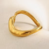 Wholesale Women's Casual Geometric Stainless Steel Electroplated 18K Gold Asymmetrical Twisted Ring