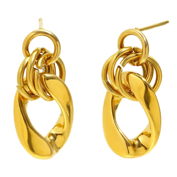 Wholesale Women's Casual Geometric Stainless Steel 18K Gold Plated Earrings