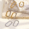 Wholesale Women's Casual Geometric Stainless Steel 18K Gold Plated Long Oshaped Earrings With Square Buckle