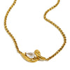 Wholesale Women's Casual Geometric Stainless Steel 18K Gold Plated Necklace With Water Drop Zircon And Round Pearl