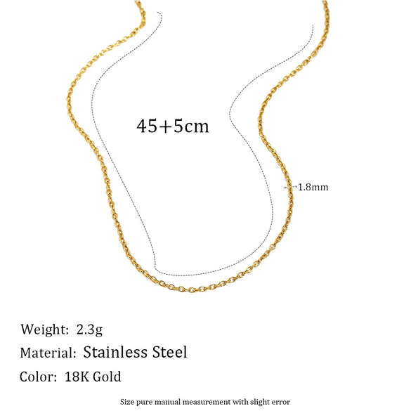 Wholesale Women's Casual Geometric Stainless Steel 18K Gold Plated Regular Oshaped Chain Necklace
