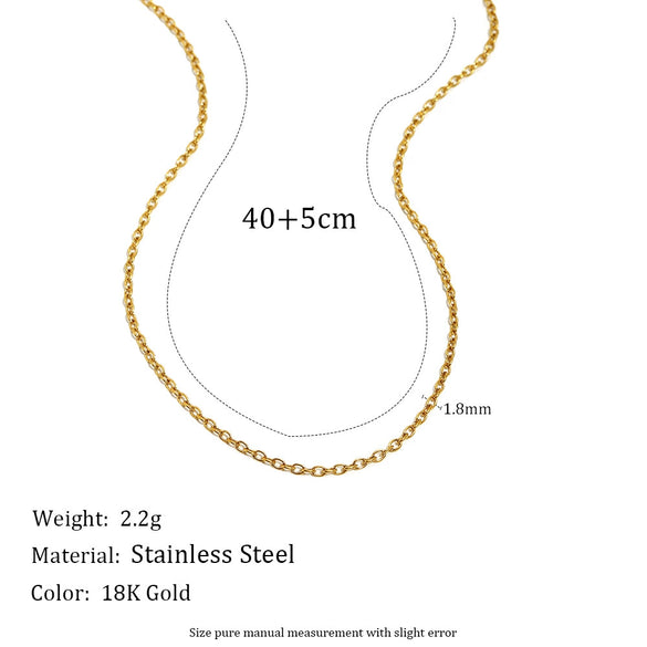 Wholesale Women's Casual Geometric Stainless Steel 18K Gold Plated Regular Oshaped Chain Necklace