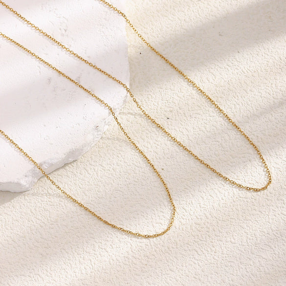Wholesale Women's Casual Geometric Stainless Steel 18K Gold Plated Regular Oshaped Chain Necklace