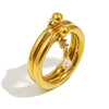 Wholesale Women's Casual Geometric Stainless Steel 18K Goldplated Handdecorated Doublelayer Ultrafine Marquise Water Drop Zirconium Ring