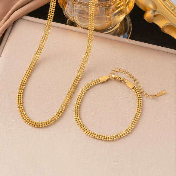 Wholesale Women's Casual Geometric Titanium Steel Real Gold Plated Wax Rope Chain Necklace