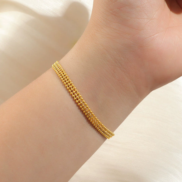 Wholesale Women's Casual Geometric Titanium Steel Real Gold Plated Wax Rope Chain Necklace
