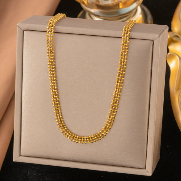 Wholesale Women's Casual Geometric Titanium Steel Real Gold Plated Wax Rope Chain Necklace