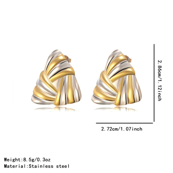 Wholesale Women's Casual Geometric Triangular Spiral Gold And Silver Contrasting Stainless Steel Electroplated Earrings