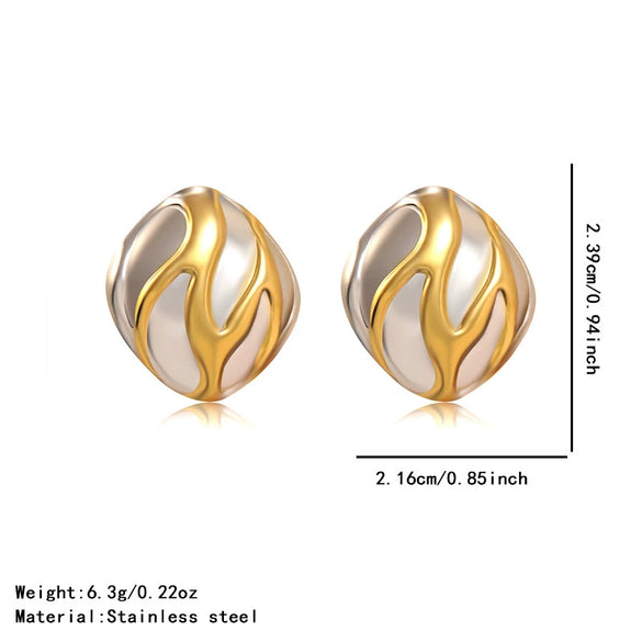 Wholesale Women's Casual Geometric Triangular Spiral Gold And Silver Contrasting Stainless Steel Electroplated Earrings