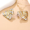 Wholesale Women's Casual Geometric Triangular Spiral Gold And Silver Contrasting Stainless Steel Electroplated Earrings