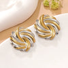 Wholesale Women's Casual Geometric Triangular Spiral Gold And Silver Contrasting Stainless Steel Electroplated Earrings