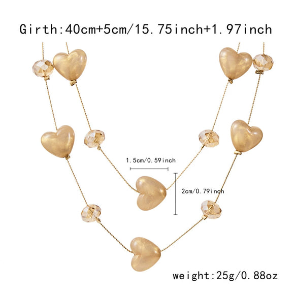 Wholesale Women's Casual Handmade Goldplated Alloy Heartshaped Geometric Pendant Necklace