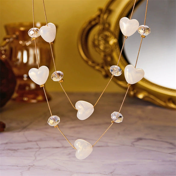 Wholesale Women's Casual Handmade Goldplated Alloy Heartshaped Geometric Pendant Necklace