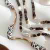 Wholesale Women's Casual Handmade Stainless Steel And Resin Leopard Print Beaded Clavicle Chain