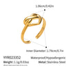 Wholesale Women's Casual Heart Shape Stainless Steel Diamondencrusted Open Ring With Pvd Furnace Vacuum Real Gold Plating