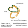 Wholesale Women's Casual Heart Shape Stainless Steel Diamondencrusted Open Ring With Pvd Furnace Vacuum Real Gold Plating