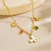 Wholesale Women's Casual Insect Shape Stainless Steel Goldplated Butterfly Pendant Necklace With Cross Chain