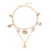 Wholesale Women's Casual Minimalist Alloy Electroplated Ocean Style Starfish And Shell Double Layered Necklace And Exaggerated Shell Choker