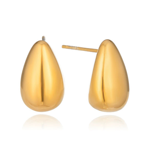 Wholesale Women's Casual Minimalist Geometric Dropshaped Stainless Steel Pvd Furnace Vacuum Real Gold Plated Earrings Jewelry Accessories