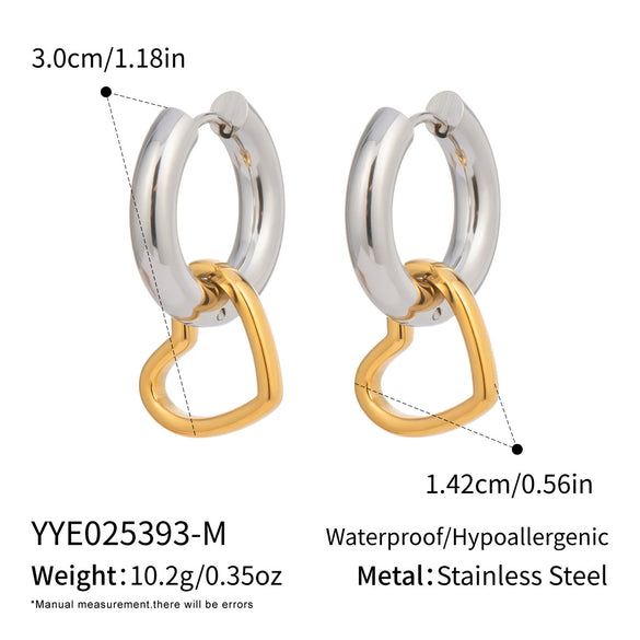 Wholesale Women's Casual Minimalist Heartshaped Stainless Steel Earrings With Pvd Furnace Vacuum Real Gold Plating