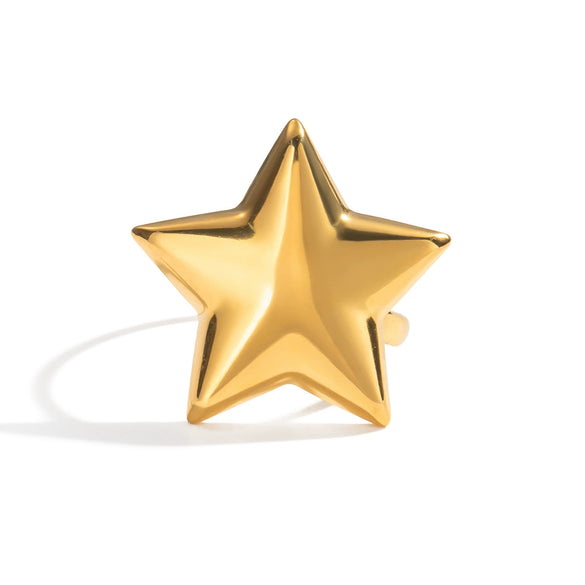 Wholesale Women's Casual Nonfading Environmentally Friendly Fivepointed Star Ring Stainless Steel Geometric Pattern Electroplating