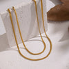 Wholesale Women's Casual Punk Hiphop Doublelayer Snake Chain Necklace Stainless Steel 18K Real Gold Plated Geometric