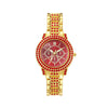 Wholesale Women's Casual Quartz Watch With Color Diamond Encrusted Round Alloy Case
