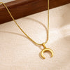 Wholesale Women's Casual Simple Goldplated Stainless Steel Moon Necklace With Snake Bone Chain